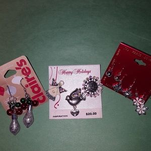 New Christmas earrings and pins sets lot 3